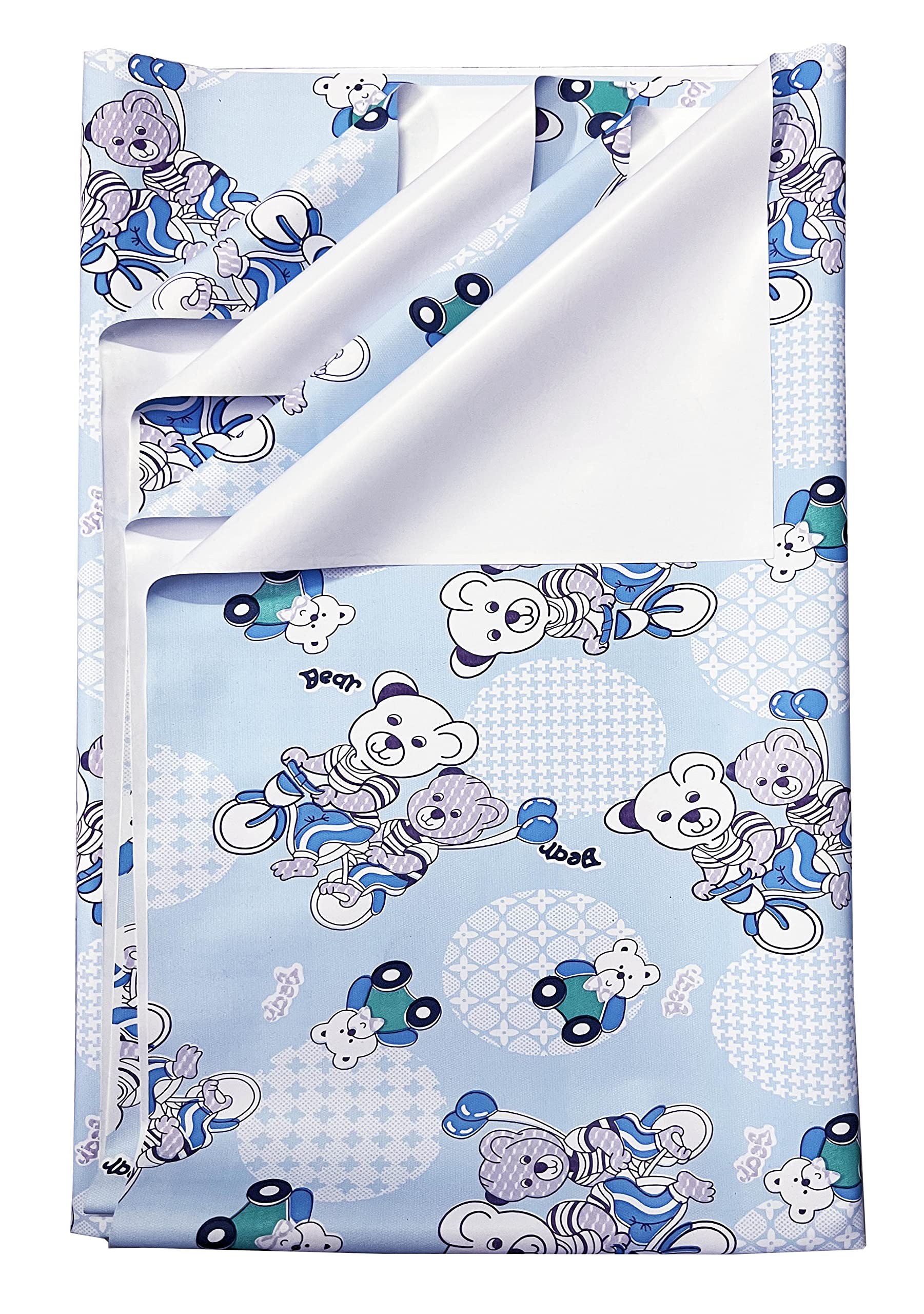 Pookie Plastic Sheet | Rubber Sheet For Babies | Bed Wetting Protector | 012 Months | 90 X 90 Cm (Bear Blue)