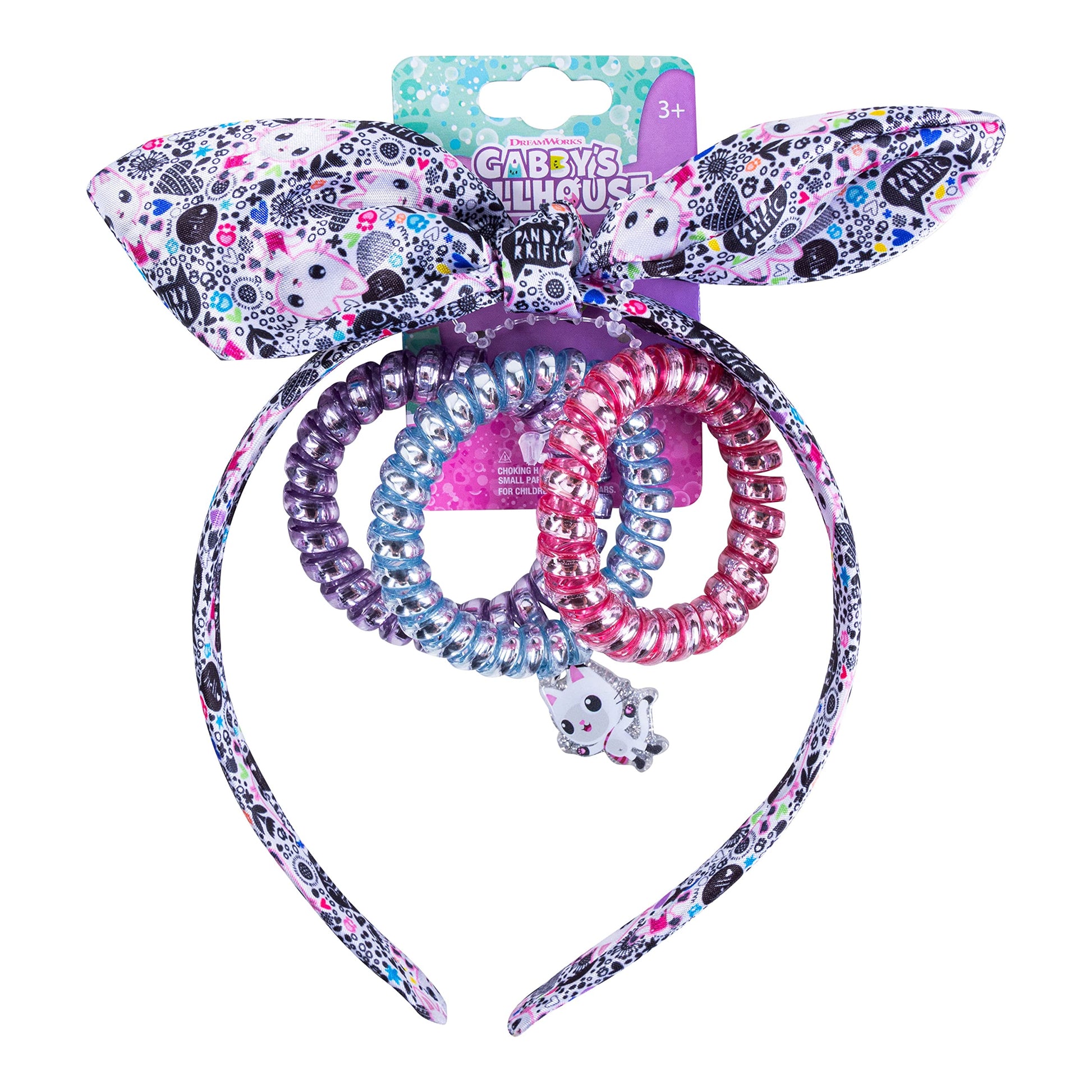 Gabby'S Dollhouse Headbands For Girls| 4Pc Toddler Headband And Hair Ties| Knotted Headband Fully Cover By Soft Designed Fabric