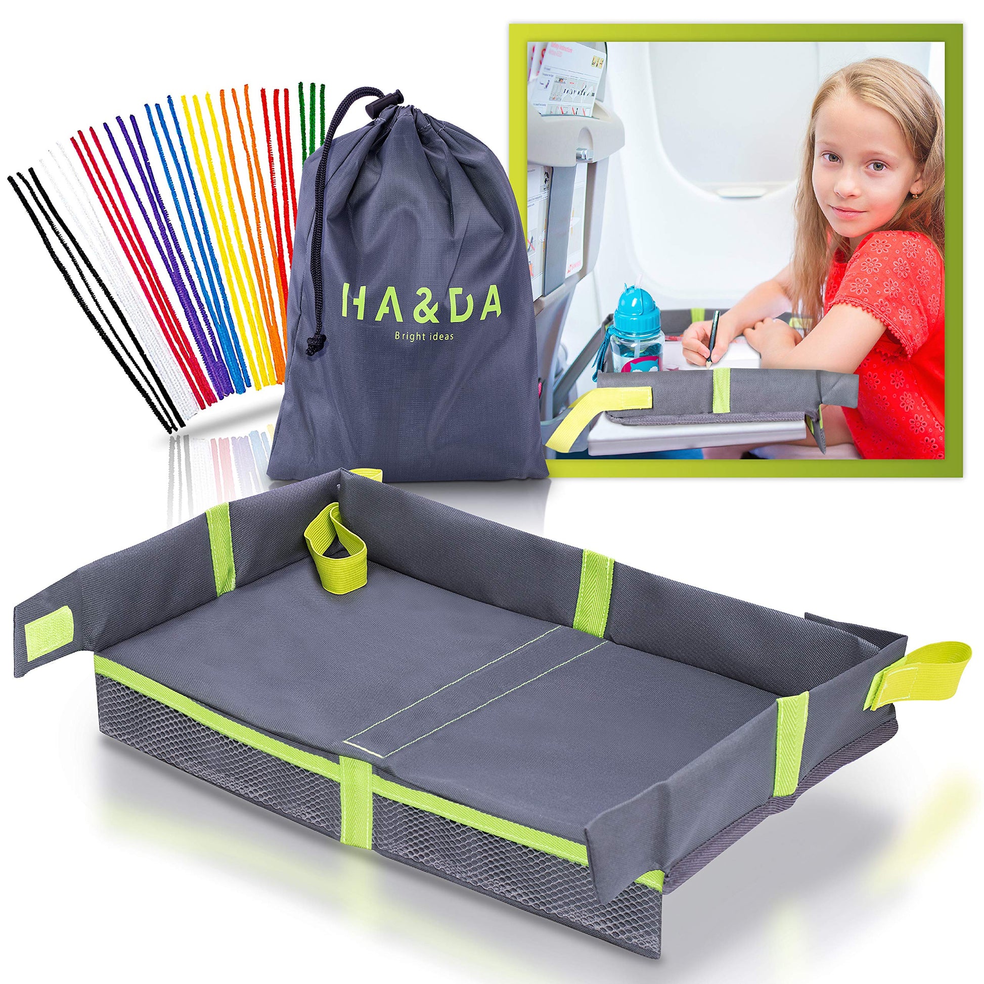 Ha&Da Foldable Kids and Adults Travel Tray Cover for Airplane Tray Table - Play Space and Snack Desk for Airplane Travel. Toddle