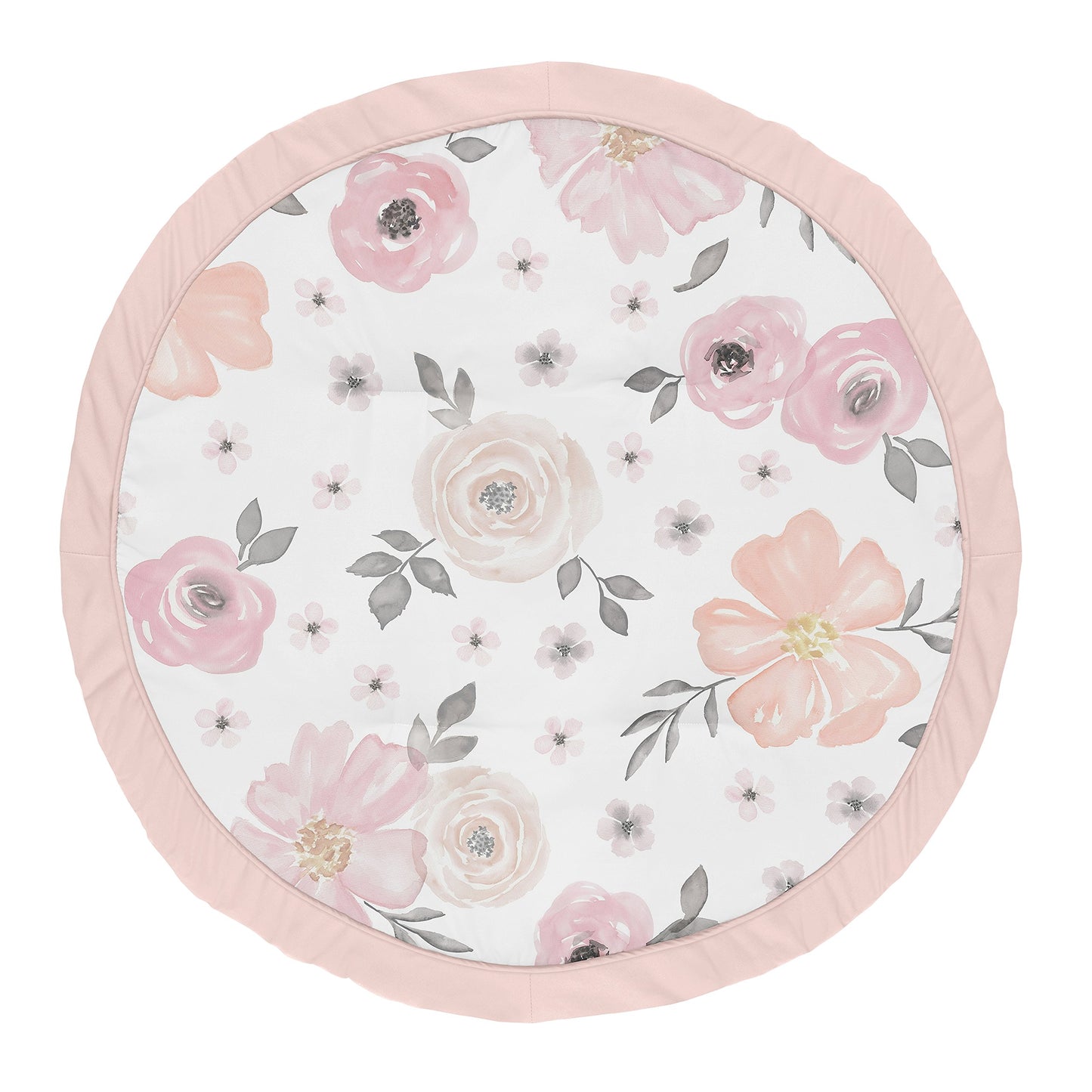 Sweet Jojo Designs Blush Pink, Grey And White Shabby Chic Playmat Tummy Time Baby And Infant Play Mat For Watercolor Floral Coll