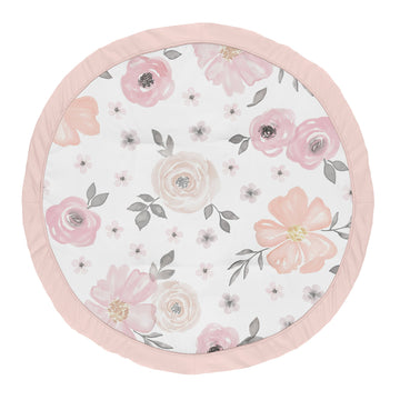 Sweet Jojo Designs Blush Pink, Grey And White Shabby Chic Playmat Tummy Time Baby And Infant Play Mat For Watercolor Floral Coll