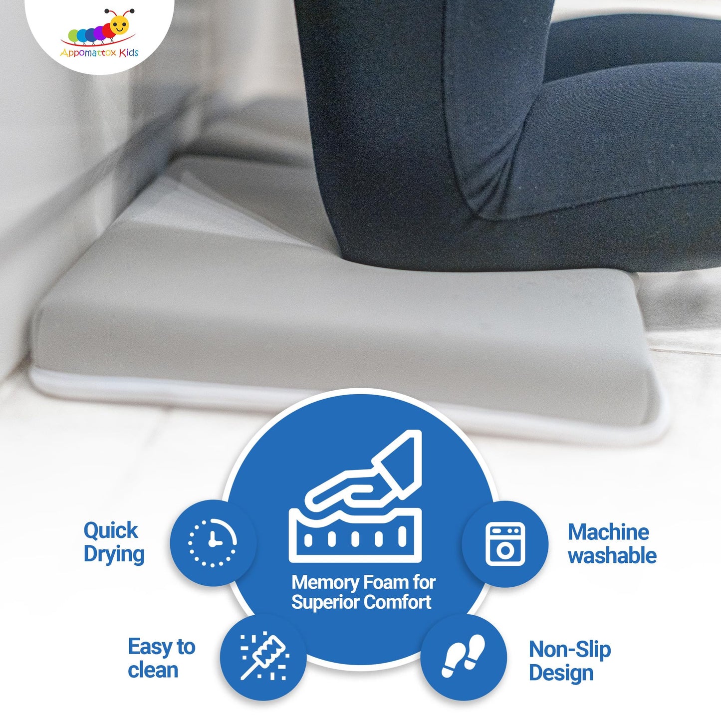 Appomattox Kids Premium Bath Kneeler Baby Bath Kneeler And Elbow Rest Pad Set - Bath Kneeling Pad For Bathing Baby - Elbow Rest