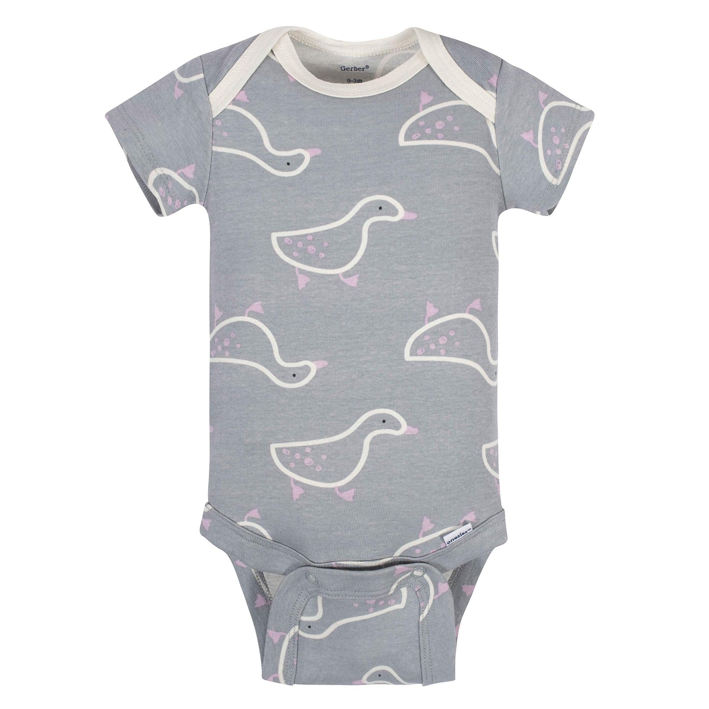 Grow By Gerber Baby Girls 5-Pack Short-Sleeve Onesies Bodysuits, Grey/Pink/Ivory, 6-9 Months