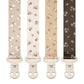 Stadela Baby Pacifier Clip Holder - Girl or Boy Unisex 4 Pack Gift Set - Boho Modern Neutral Suns Raibows Moons (Luna)