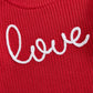 Girls Valentines Day Sweater Toddler Girl Valentines Day Outfit Love Embroidery Knit Pullover Sweatshirt Top(G-Red Love,6-7T)