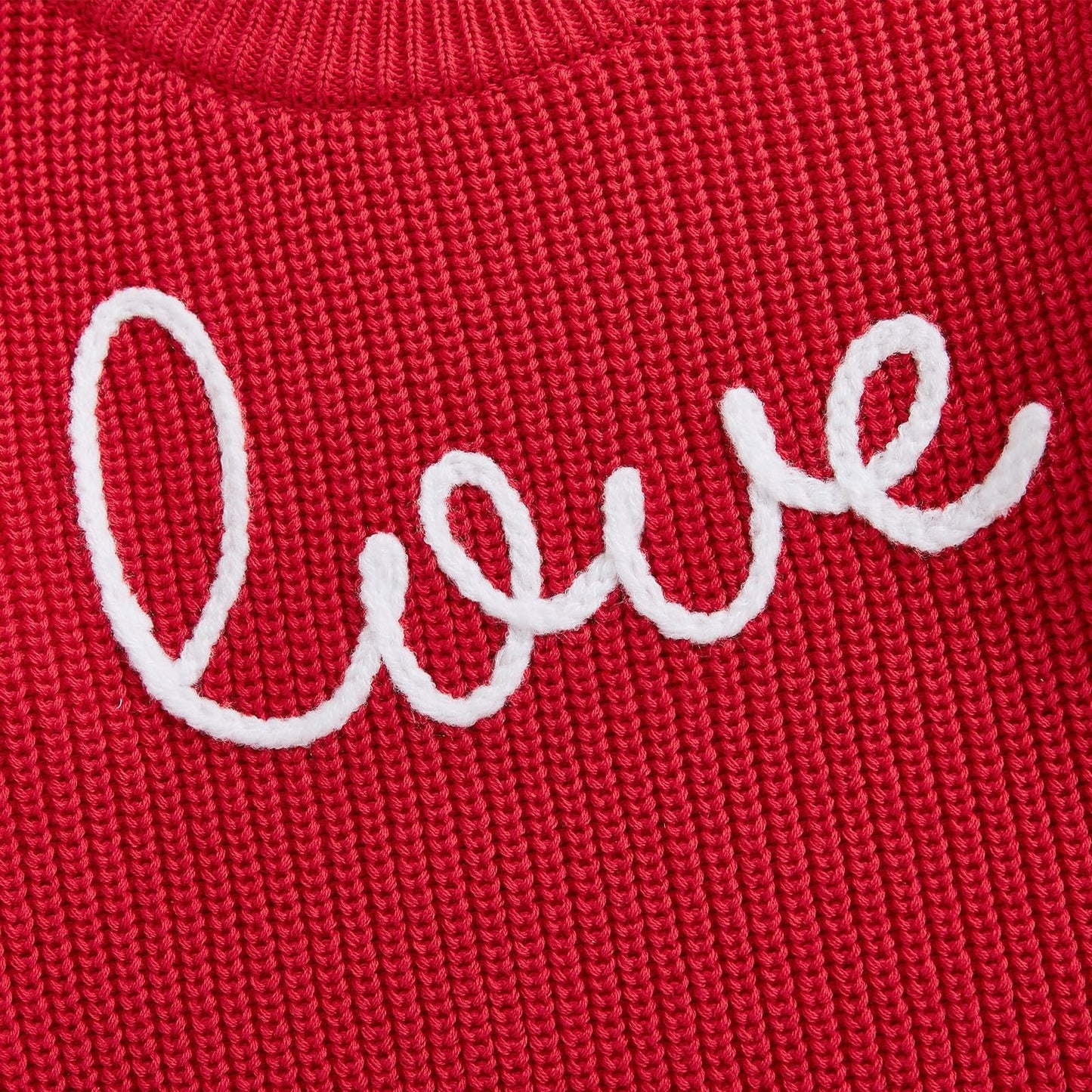 Girls Valentines Day Sweater Toddler Girl Valentines Day Outfit Love Embroidery Knit Pullover Sweatshirt Top(G-Red Love,6-7T)