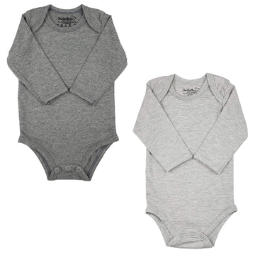 123 Bear Baby Bodysuits Soft Cotton Spandex Long Sleeve And Short Sleeve (Gray 2-Pack Long Sleeve, Newborn)