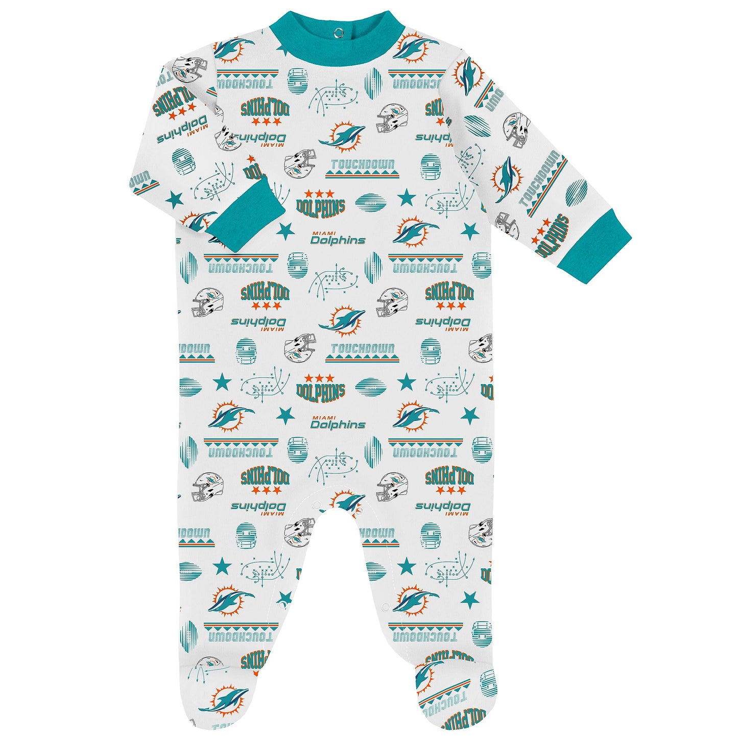 Gerber Nfl Baby Boys' 3-Piece Bodysuit, Sleep 'N Play, & Cap Set, Miami Dolphins, 6-9 Months