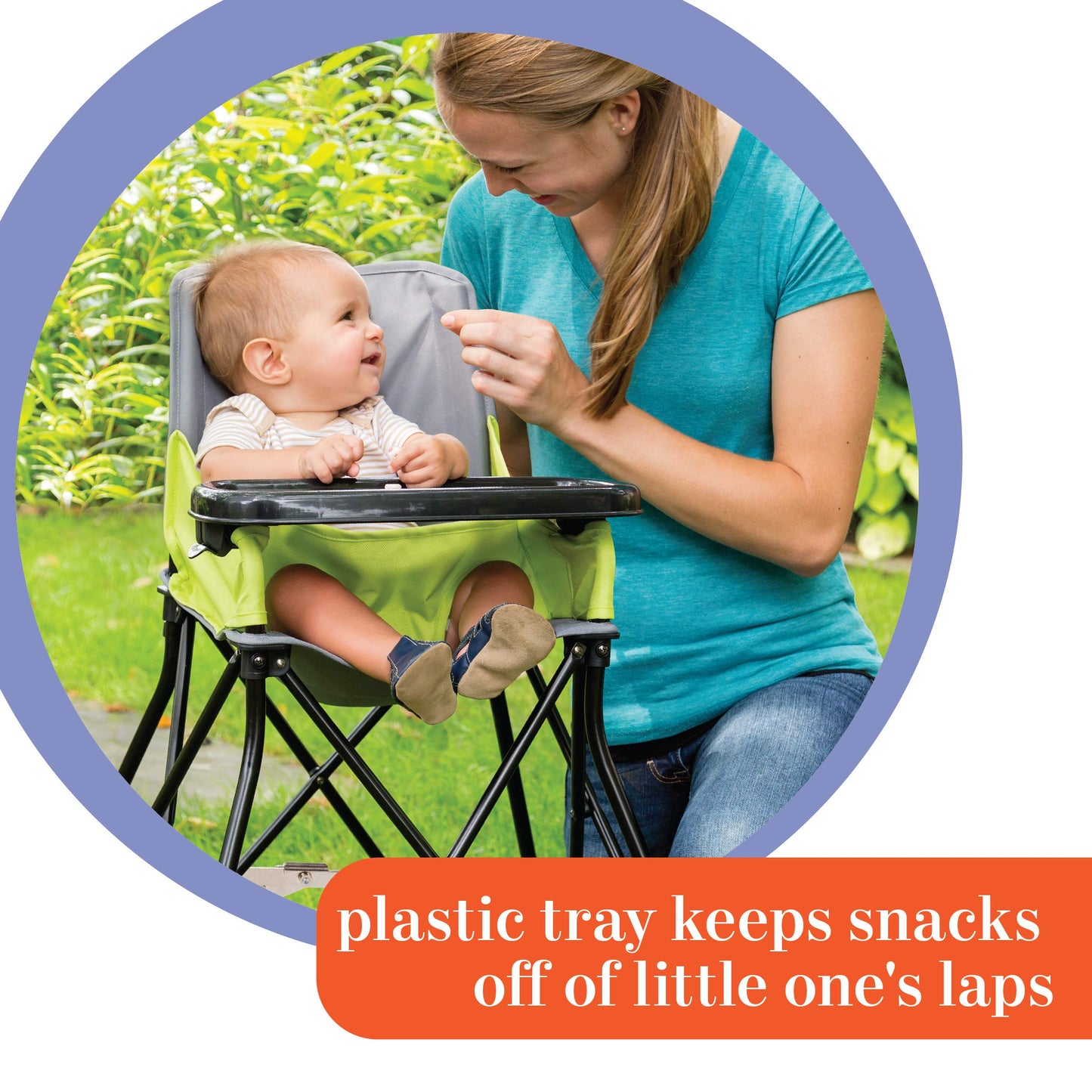 Summer Infant Pop N Sit Portable Highchair, Green - Portable Highchair For Indoor/Outdoor Dining - Space Saver High Chair With F