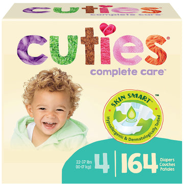 Cuties | Skin Smart, Absorbent & Hypoallergenic Diapers With Flexible & Secure Tabs | Size 4 | 164 Count