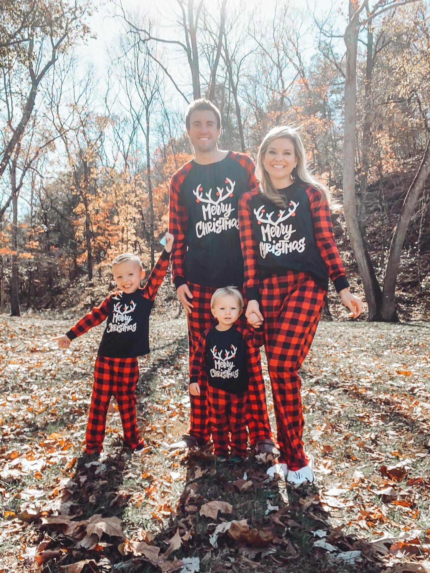 Iffei Matching Family Pajamas Sets Christmas Pj 'S With Letter And Plaid Printed Long Sleeve Tee And Bottom Loungewear (Kids, 10