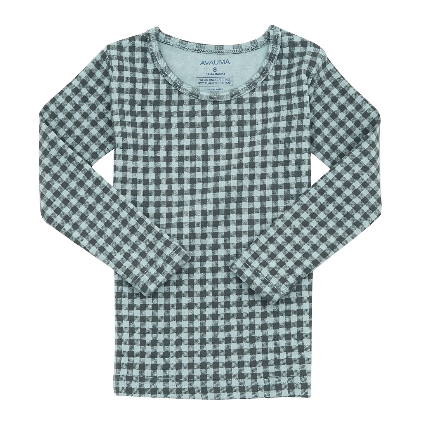 Avauma Baby Boys Girls Pajama Set 6M-7T Kids Cute Toddler Snug Fit Pattern Design Pjs Cotton Sleepwear (Check.Mint Charcoal.Xs)