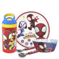 Zak Designs 5-Piece Dinnerware Set, Marvel Spidey and His Amazing Friends - Durable Plastic & Stainless Steel - Includes Water B