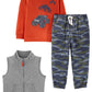 Simple Joys By Carter'S Baby Boys' 3-Piece Fleece Vest, Long-Sleeve Shirt, And Woven Pant Playwear Set, Grey Heather/Navy Camo/O