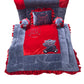 Pinks And Blues Full Sleeping 5 Piece Baby Bedding Set With Two Bear Shape Side Pillows (048 Months) (Red Grey)