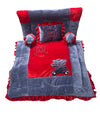 Pinks And Blues Full Sleeping 5 Piece Baby Bedding Set With Two Bear Shape Side Pillows (048 Months) (Red Grey)