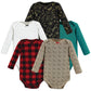 Hudson Baby Unisex Bodysuits Cotton Long-Sleeve Buffalo Plaid Leopard, 0-3 Months, Buffalo Plaid Leopard, 0-3 Months Us