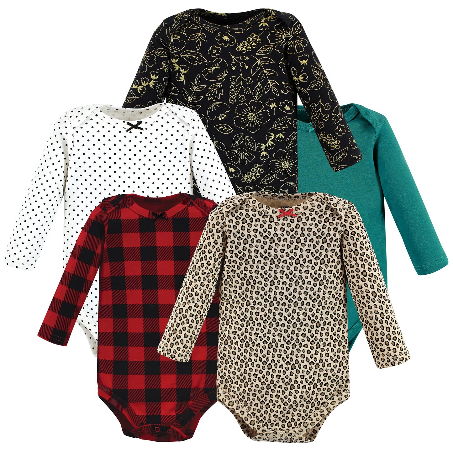 Hudson Baby Unisex Bodysuits Cotton Long-Sleeve Buffalo Plaid Leopard, 0-3 Months, Buffalo Plaid Leopard, 0-3 Months Us