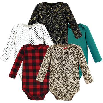 Hudson Baby Unisex Bodysuits Cotton Long-Sleeve Buffalo Plaid Leopard, 0-3 Months, Buffalo Plaid Leopard, 0-3 Months Us