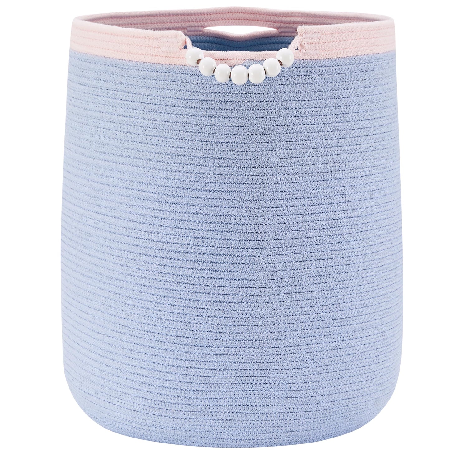 90L Large Blue Woven Rope Laundry Hamper Basket for Clohtes Boho Tall Rope Baskets for Blanket Baby Nursery Hamper for Girls Kid