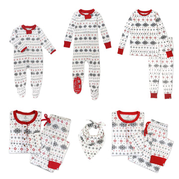 Honestbaby Baby Kids Organic Cotton Holiday Family Jammies, Jumbo Fair Isle, 2-Piece Pajama Set Small