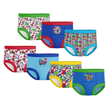 Spiderman Boys' Superhero Potty Training Pants, Success Chart & Stickers, Iron Man, Hulk & More Sizes 18M-4T, 7-Pack Spidey Mult