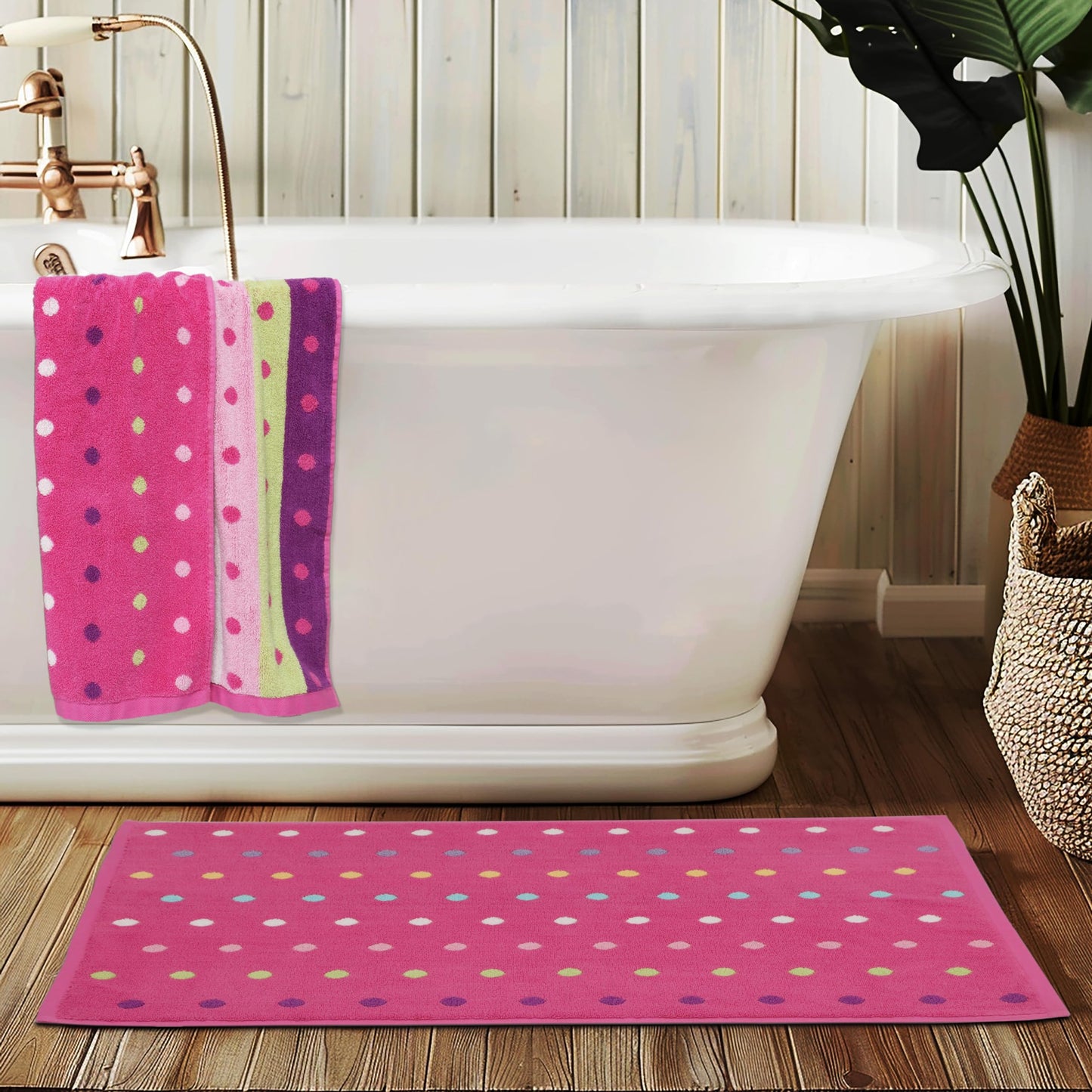 Original Kids Bath Time Kids Bath Mat - Sugar & Spice 100% Cotton Reversible Shower Mat - Soft Absorbent 1100 Gsm Toddler Bath T