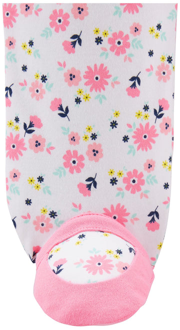 Simple Joys By Carter'S Baby 3-Pack Sleep And Play, Mint Green Floral/Navy Dots/White Flowers, 0-3 Months