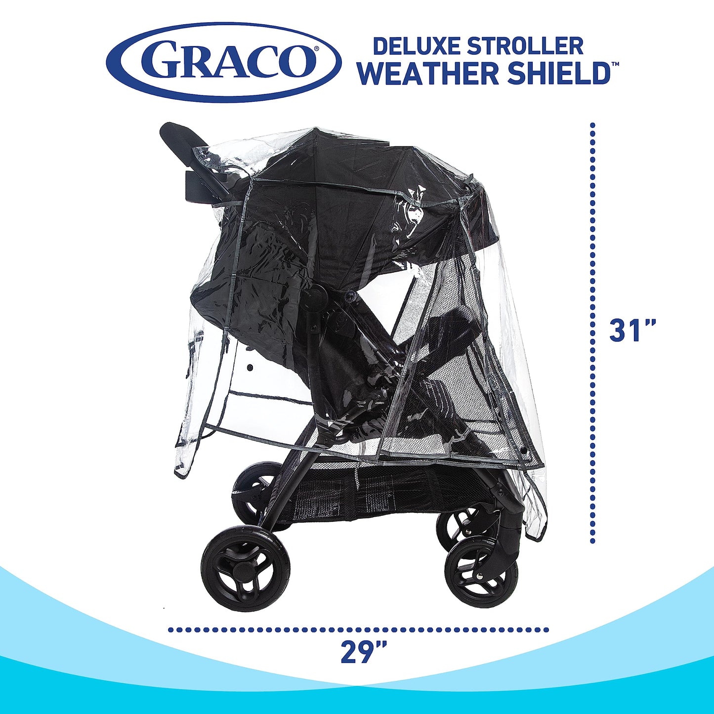 Graco Universal Baby Stroller Plastic Rain Cover & Weather Shield, Lightweight Waterproof Weathershield, Clear Vinyl Infant Car