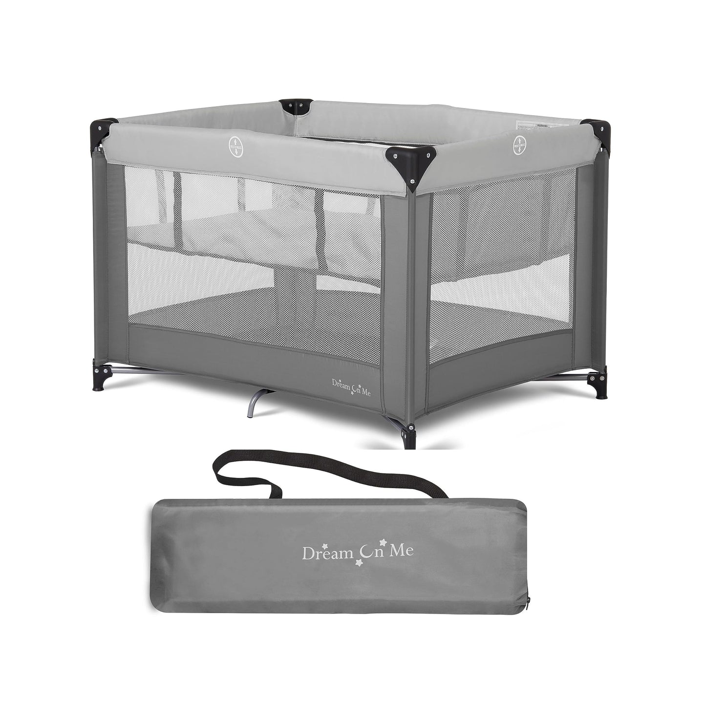 Dream On Me Zazzy Portable Playard with Bassinet in Grey, Packable and Easy Setup Baby Playard, Lightweight and Portable Playard