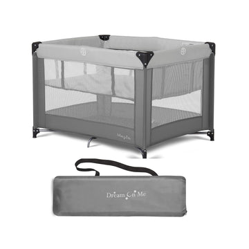 Dream On Me Zazzy Portable Playard with Bassinet in Grey, Packable and Easy Setup Baby Playard, Lightweight and Portable Playard