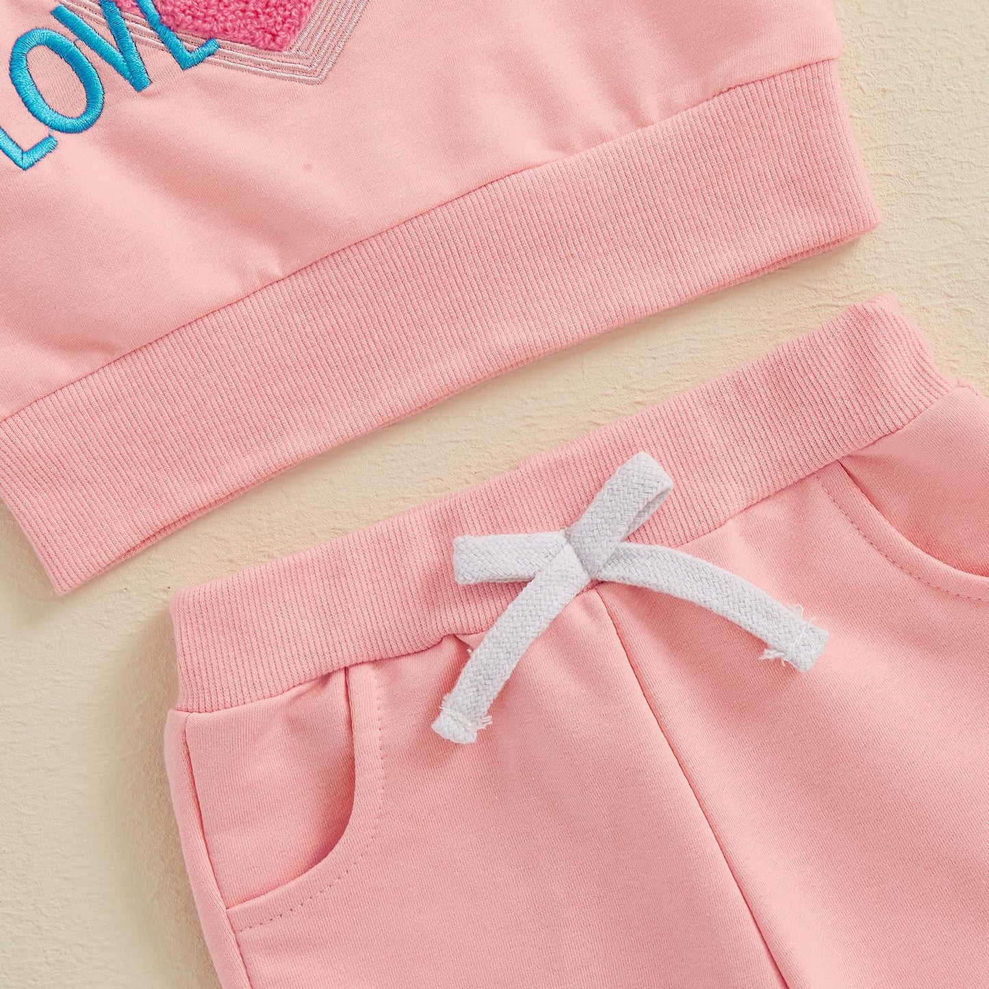 Socutebabe Baby Girl Valentines Day Outfit Bow Letter Long Sleeve Crewneck Sweatshirts Pants Fall Winter Clothes Set (Love-E-Pin