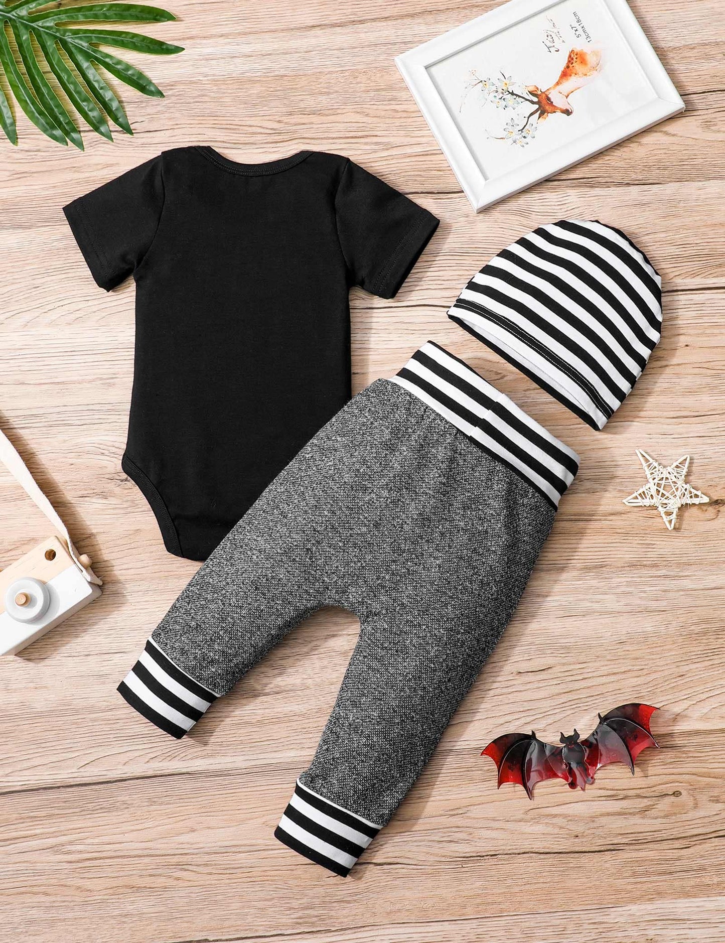 Fommy Baby Boy Clothes Newborn Boy Outfits Daddy'S Little Dude Newborn Rpmper Little Man Pants Hat 3Pcs Cute Infant Boy Clothes