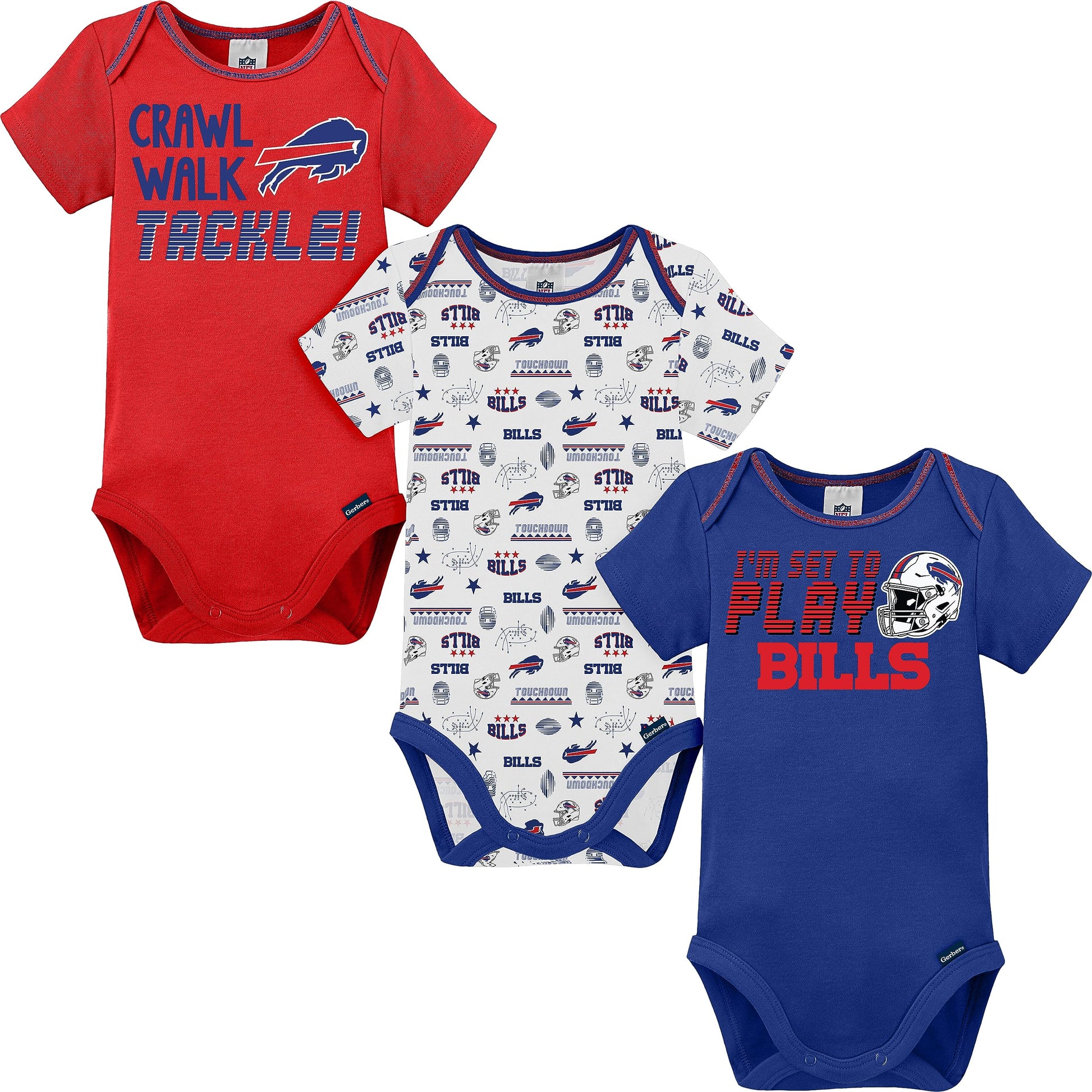 Gerber Unisex Baby Baby Boys Nfl 3 Pack Short Sleeve Onesie Bodysuit, Team Color, 3-6 Months