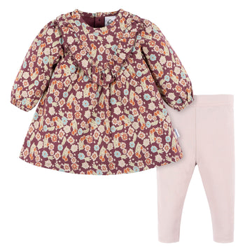 Gerber Baby Girls' 2-Piece Dress & Legging Set, Floral, 6-9 Months