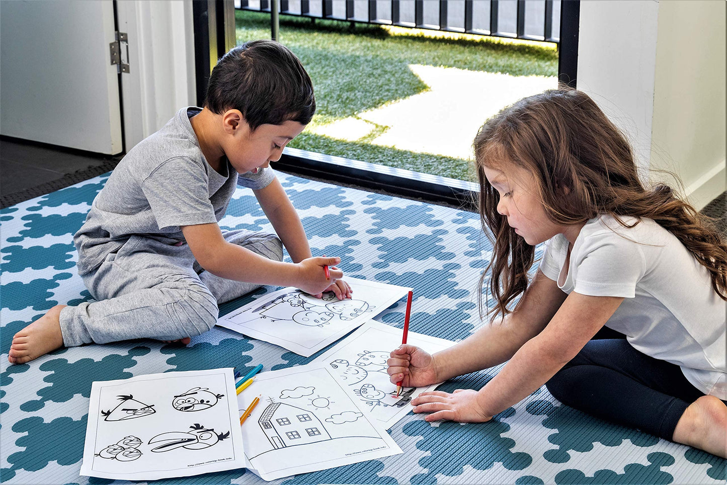 Cushmat Stylish Reversible Foam Play Mat (Large, Luxe Nat - Sage Grey Star) - Soft, Waterproof, Durable Play Mat For Infants, Ba