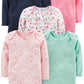 Simple Joys By Carter'S Baby Girls' 5-Pack Long-Sleeve Bodysuit, Mint Green/Navy Dots/Pink/Butterflies/Floral, 18 Months
