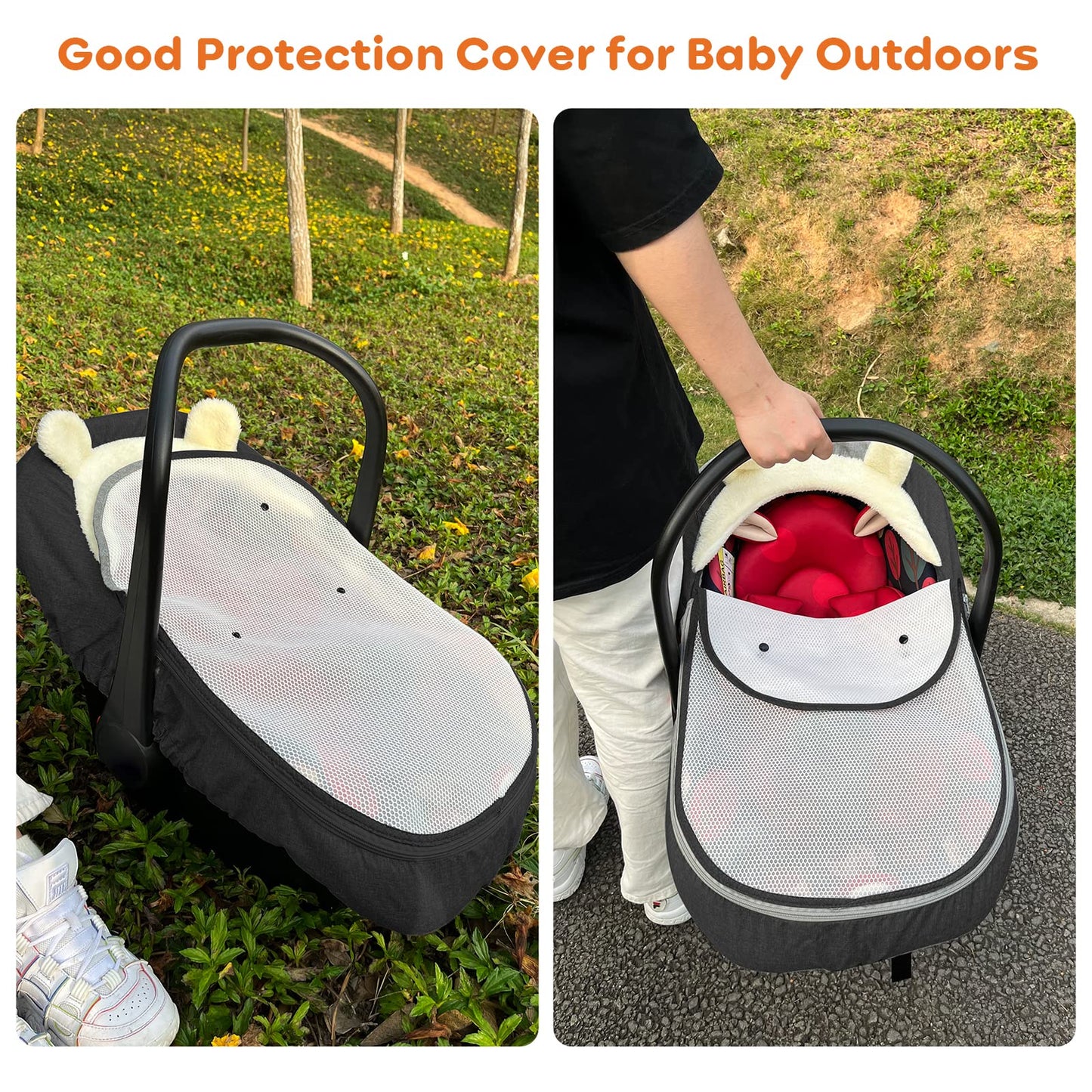 Car Seat Cover Baby Winter Baby Car Seat Cover For Boy Girl Newborn Zipper Peeping Baby Seat Or Stroller - Infant Car Seat Cover