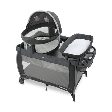 Graco Pack N Play Dome Lx Playard With Baby Bassinet, Lightweight Portable Crib, Push-Button Fold Travel Crib, Redmond, Converti