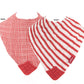 Nuby Reversible 100% Natural Cotton Muslin 3 Piece Teething Bib, Grey/Red/Blue, Arrows/Red Stripes/Elephants