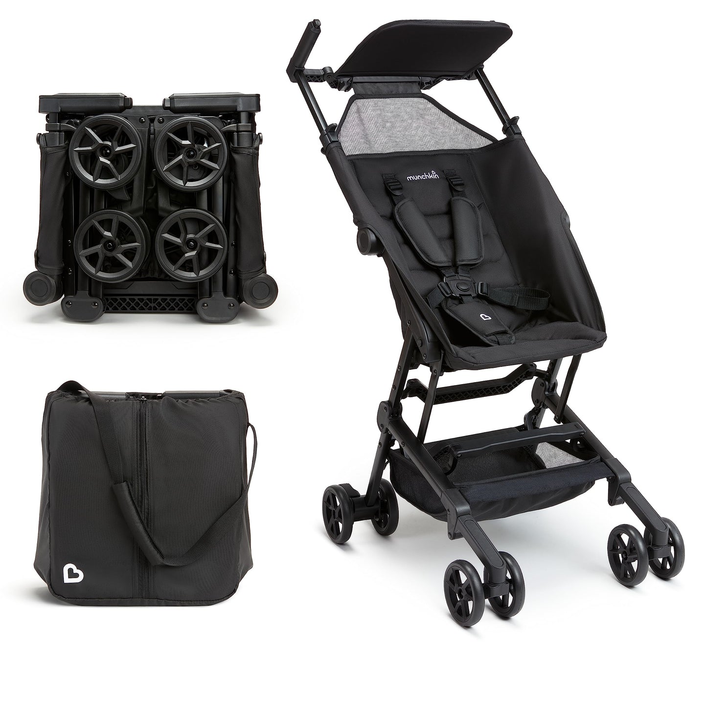 Munchkin Sparrow Travel Baby Stroller, Ultra Compact And Lightweight, For Babies And Toddlers, Black