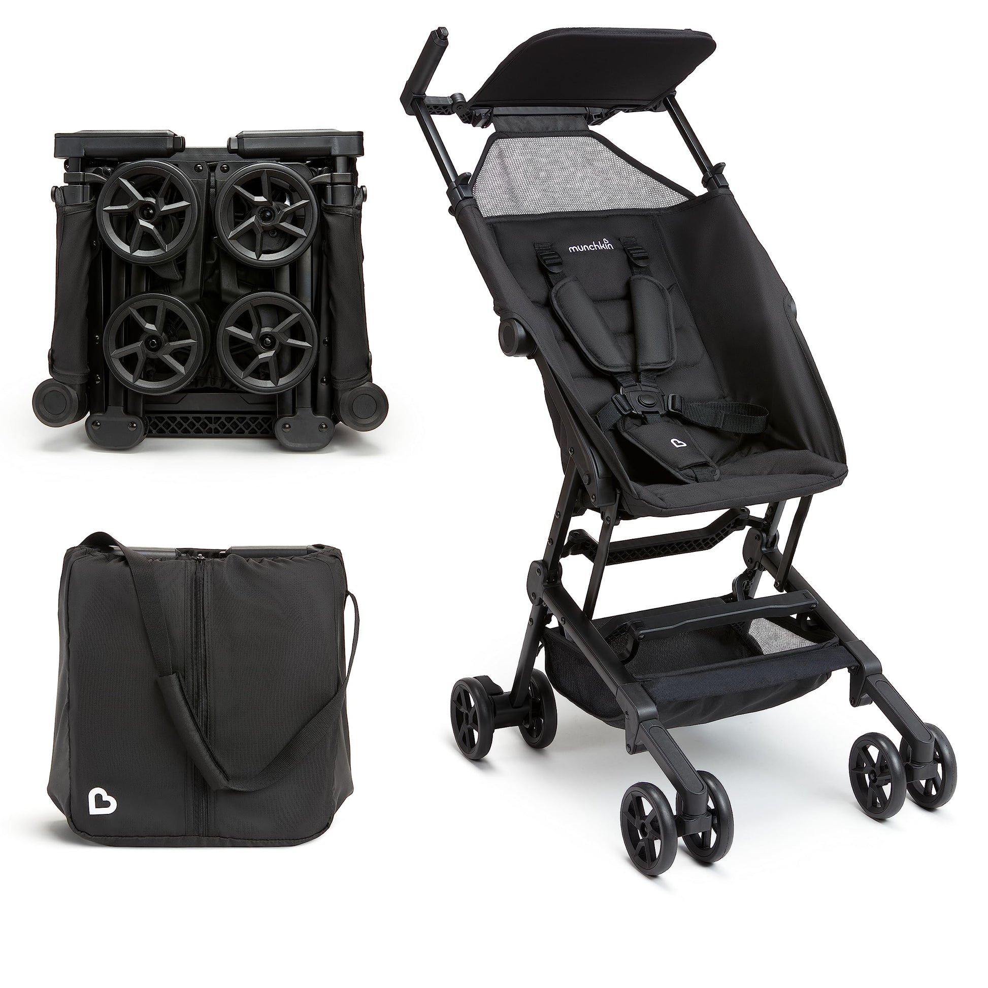 Munchkin Sparrow Travel Baby Stroller, Ultra Compact And Lightweight, For Babies And Toddlers, Black