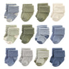 Hudson Baby Unisex Baby Cotton Rich Newborn And Terry Socks, Blue Sage Stripe, 6-12 Months