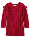 The Children'S Place Baby Girls' And Toddler Long Sleeve Sweater Dress, Red Cable Knit, 2T