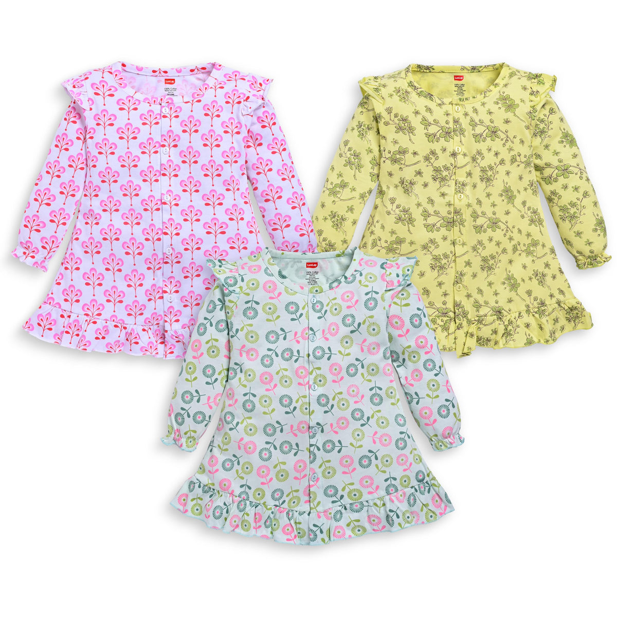 Luvlap GirlS Print Snug F/S Frock (Llamzgr0102_Multicolour2 6 To 12 Months)