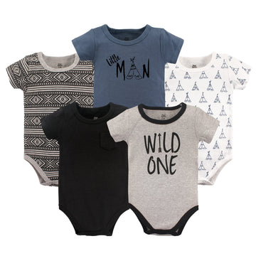 Yoga Sprout Cotton Bodysuit, 5 Pack, Wild One, 12-18 Months
