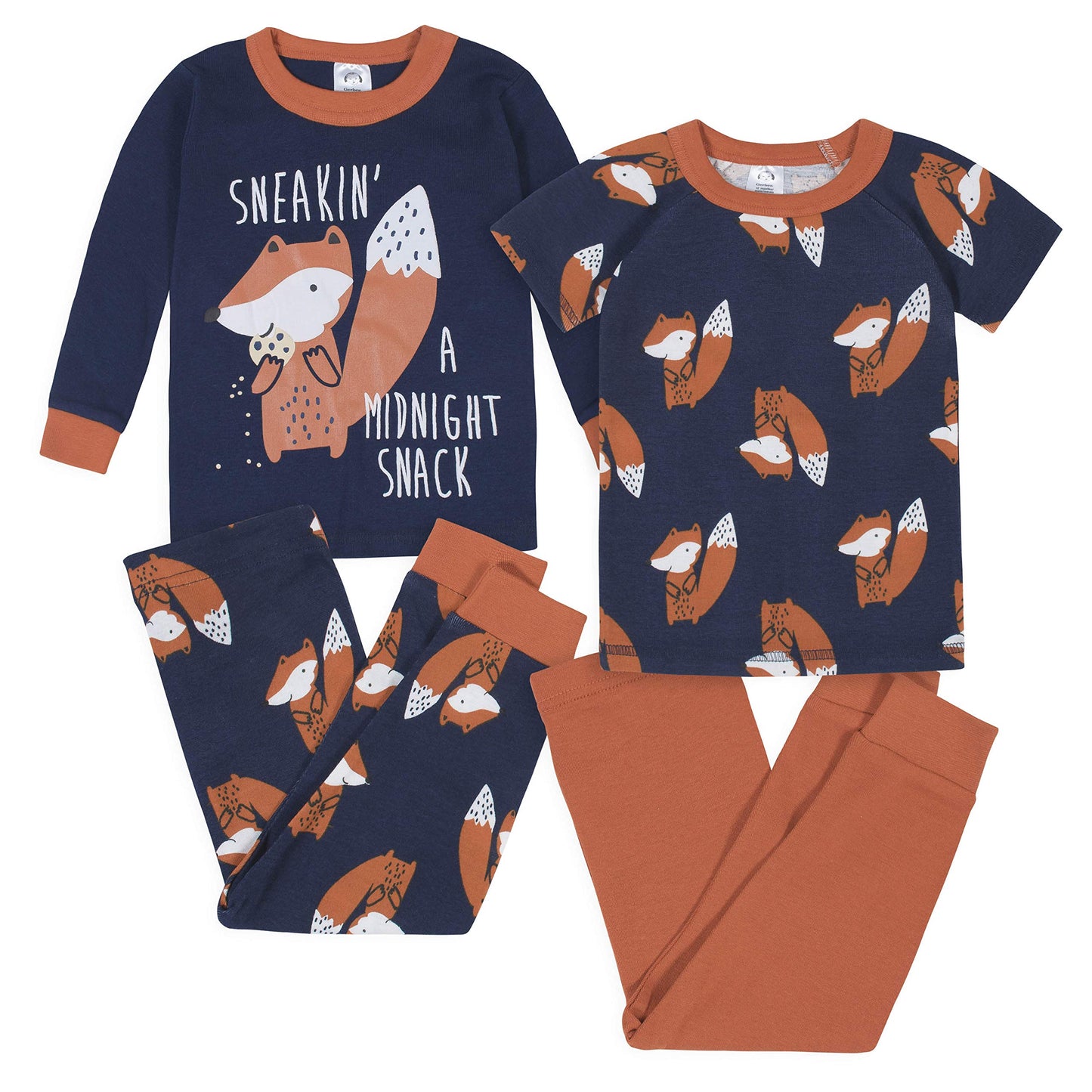 Gerberbaby Boystoddler Snug Fit 4-Piece Pajama Setfox Grey12 Months