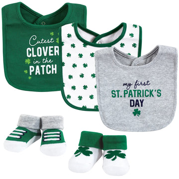 Hudson Baby Unisex Baby Cotton Bib And Sock Set, Cutest Clover, One Size