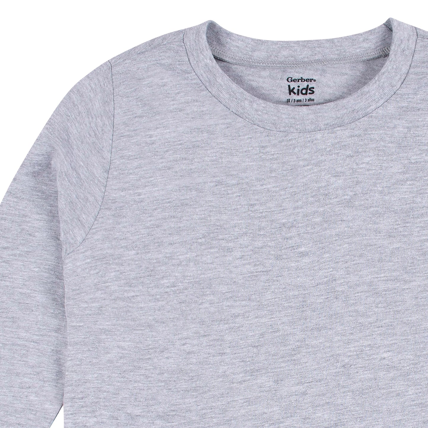 Gerber Baby Toddler 5-Pack Solid Long Sleeve T-Shirts Jersey 160 Gsm, Grey Heather, 3T