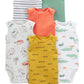Simple Joys By Carters Unisex Babies Sleeveless Bodysuit, Pack Of 6, Trucksdinosauralligator, Preemie